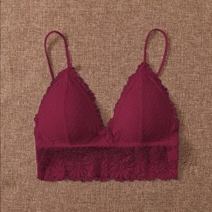 (5 Pack) Rose Red Floral Lace Longline Bralette